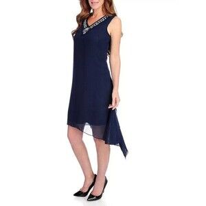 The Countess Collection Woven Sleeveless Embellished V-Neck Hi-Lo Dress